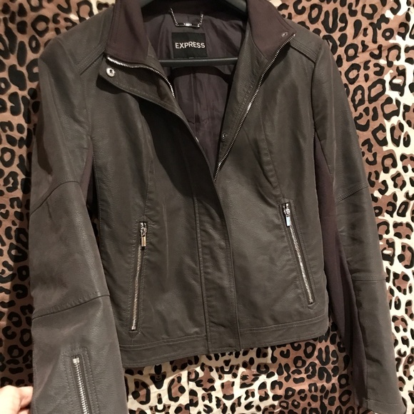 Express Jackets & Blazers - 🧥 EXPRESS VEGAN LEATHER 🏍 Moto Jacket, gray, size large